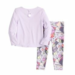 Toddler Girl Jumping Beans® Active Long Sleeve Keyhole Tee & Printed Leggings Set -Active & Workout Clothes Store 5585390 ALT