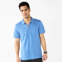 Men's Apt. 9® Tipped Zipper Polo -Active & Workout Clothes Store 5617034 Blue
