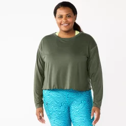 Plus Size Tek Gear® Lettuce-Edge Cross-Back Top 14 Plus Size Tek Gear® Lettuce-Edge Cross-Back Top -Active & Workout Clothes Store 5655893 Esta Olive