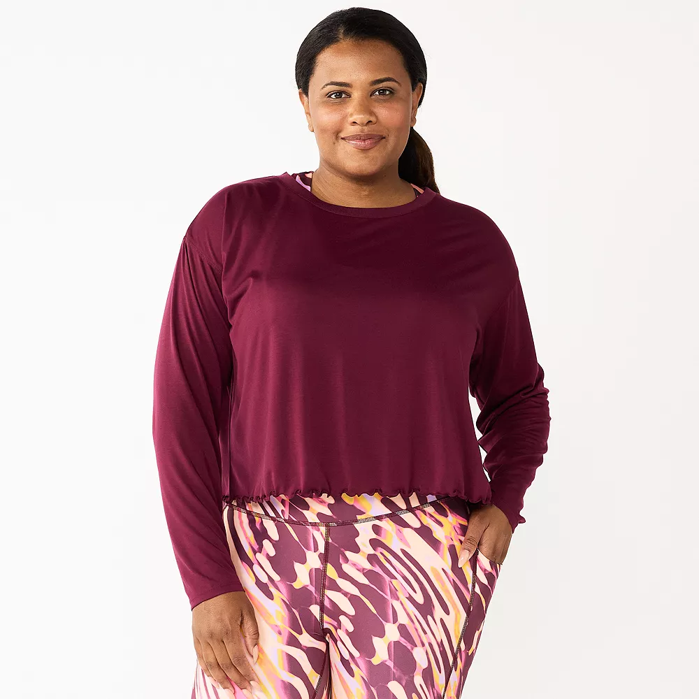 Plus Size Tek Gear® Lettuce-Edge Cross-Back Top 4 Plus Size Tek Gear® Lettuce-Edge Cross-Back Top - Image 2