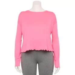 Plus Size Tek Gear® Lettuce-Edge Cross-Back Top 12 Plus Size Tek Gear® Lettuce-Edge Cross-Back Top -Active & Workout Clothes Store 5655893 Pink Bloom