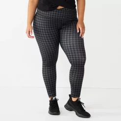 Juniors' Plus Size SO® Crossover High-Rise Sporty Leggings -Active & Workout Clothes Store 5664663 Black Houndstooth