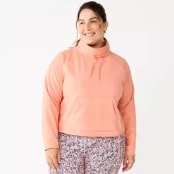 Plus Size Tek Gear® Microfleece Crop Cowlneck Sweatshirt -Active & Workout Clothes Store 5664967 Strawberry Cake