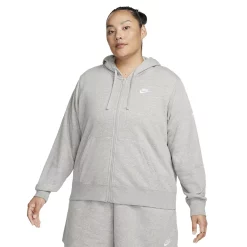 Plus Size Nike Sportswear Club Fleece Full-Zip Hoodie -Active & Workout Clothes Store 5678283 Gray Heather