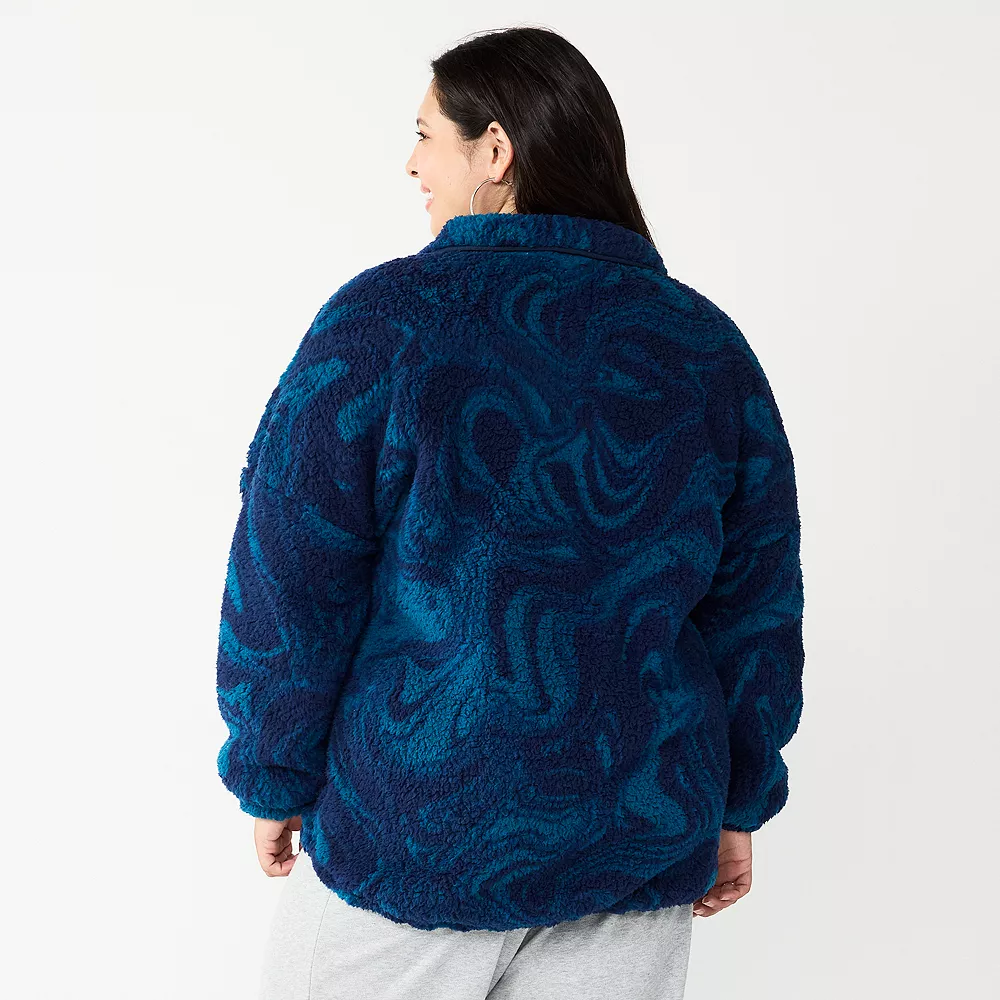 Juniors' Plus Size SO® Quarter Zip Sherpa Jacket 4 Juniors' Plus Size SO® Quarter Zip Sherpa Jacket - Image 2