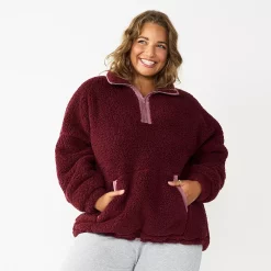 Juniors' Plus Size SO® Quarter Zip Sherpa Jacket