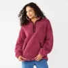 Juniors' SO® Quarter Zip Sherpa Jacket -Active & Workout Clothes Store 5686355 Walden Berry