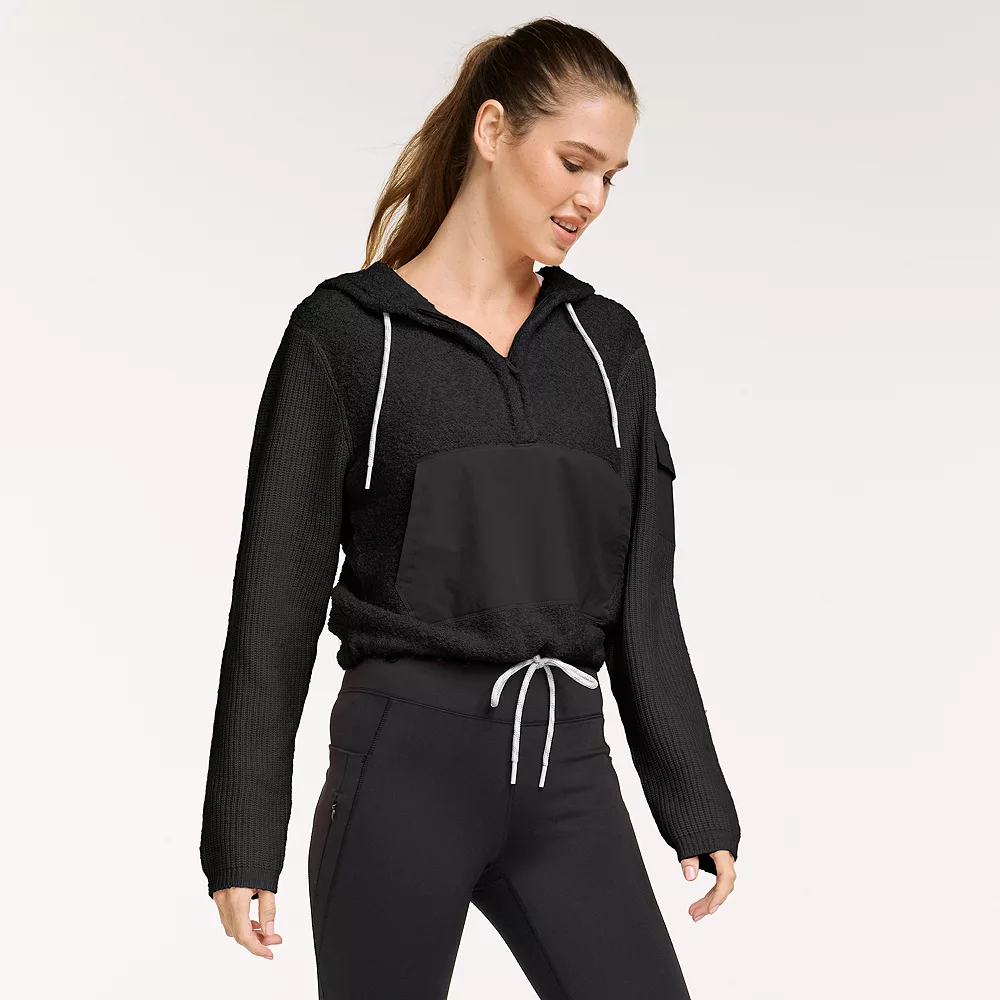 Women's FLX Hooded Half-Zip Mixed-Media Pullover 3 Women's FLX Hooded Half-Zip Mixed-Media Pullover