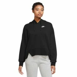 Women's Nike Sportswear Club Fleece Oversized Hoodie -Active & Workout Clothes Store 5710431 Black White