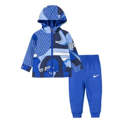 Baby Boy Nike All Day Play All Over Print Hooded Jacket & Jogger Pants Set -Active & Workout Clothes Store 5745186 Blue