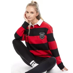 Women's PSK Collective Authentic Crop Rugby Jersey -Active & Workout Clothes Store 5911919 Red Stripe