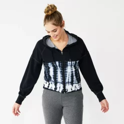 Women's Tek Gear® French Terry Crop Zip-Up Jacket -Active & Workout Clothes Store 6120577 Black