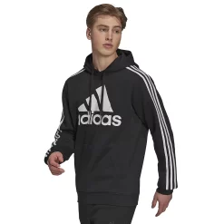 Men's adidas Essential Big Logo Fleece Hoodie -Active & Workout Clothes Store 6142188 Black White