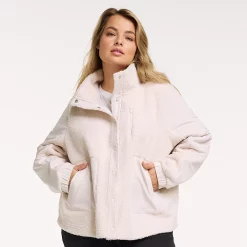 Plus Size FLX Boucle Mixed-Media Jacket -Active & Workout Clothes Store 6142282 Bisque Tan