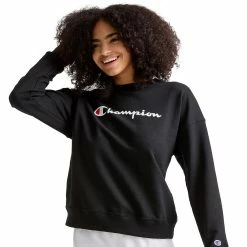 Women's Champion® Powerblend Fleece Boyfriend Sweatshirt -Active & Workout Clothes Store 6142415 Black