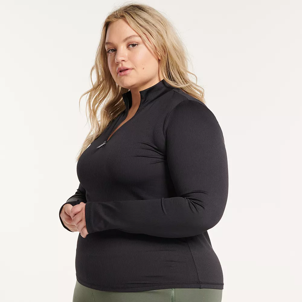 Women's FLX Balance Ribbed Quarter-Zip Mockneck Top - Size 4X 5 Women's FLX Balance Ribbed Quarter-Zip Mockneck Top - Size 4X - Image 3