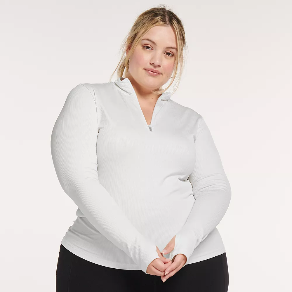 Women's FLX Balance Ribbed Quarter-Zip Mockneck Top - Size 4X 4 Women's FLX Balance Ribbed Quarter-Zip Mockneck Top - Size 4X - Image 2