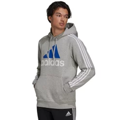 Big & Tall adidas Essential 3-Stripes Badge of Sport Hoodie -Active & Workout Clothes Store 6142597 Gray White