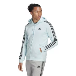 Big & Tall adidas Essential Fleece Full-Zip Hoodie -Active & Workout Clothes Store 6171341 Almost Blue