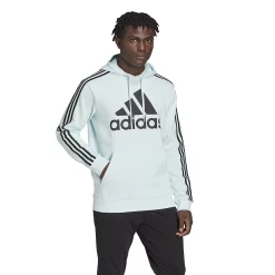 Big & Tall adidas Essential 3-Stripes Badge of Sport Hoodie -Active & Workout Clothes Store 6171344 Almost Blue