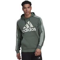 Big & Tall adidas Essential 3-Stripes Badge of Sport Hoodie -Active & Workout Clothes Store 6171344 Green Oxide