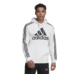 Big & Tall adidas Essential 3-Stripes Badge of Sport Hoodie -Active & Workout Clothes Store 6171344 White