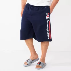 Big & Tall Champion® Vertical Script Fleece Shorts -Active & Workout Clothes Store 6171471 Navy