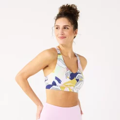 Tek Gear® Core Medium-Impact V-Neck Sports Bra -Active & Workout Clothes Store 6171520 White Sketched Floral